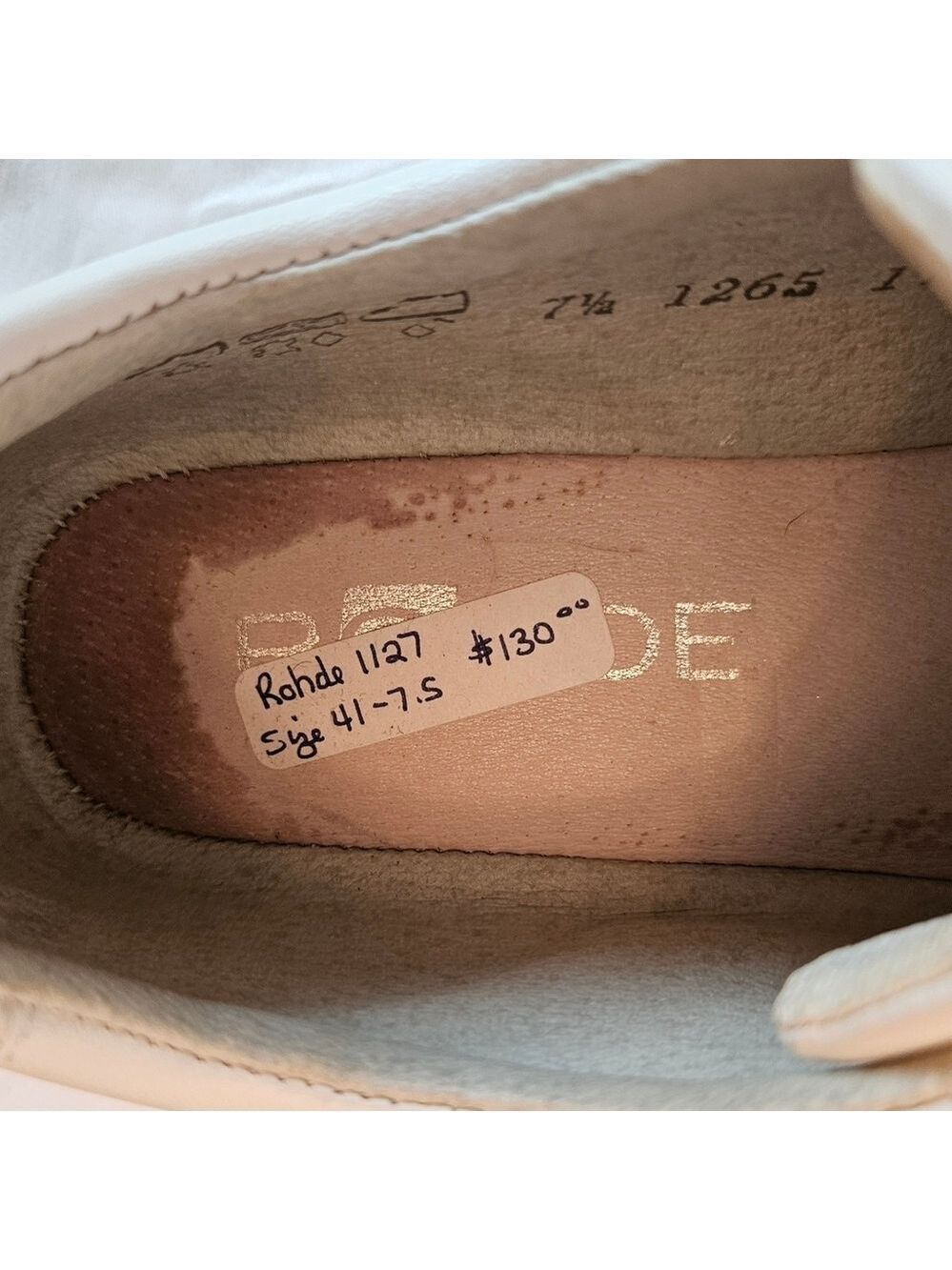 Rohdes White Leather Velcro Strap Sneakers, Size 7.5, NWOT, Some Marks Vintage - Picture 5 of 11